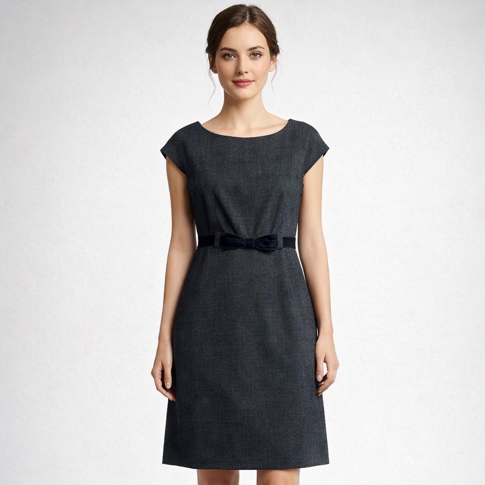 Studio 1 sleeveless blue belted dress size 6 career Officewear business